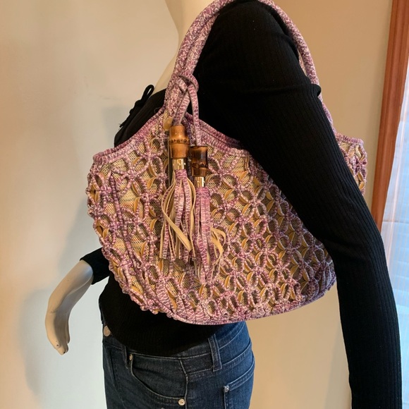 Sondra Roberts Squared Woven Tassel Hobo - Picture 6 of 7
